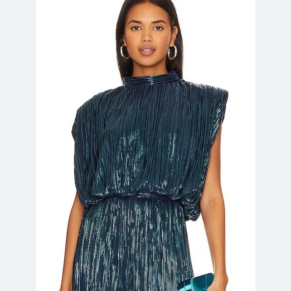 Sabina Musayev Tops - Sabina Musayev Spark Pleated Sleeveless Top in Dark Ocean Blue Size Medium NWT